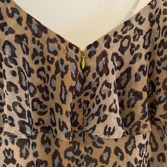Marciano Los Angeles Leopard Print Ruffle Bodysuit — Feminine, Edgy & Versatile - Picture 6 of 8